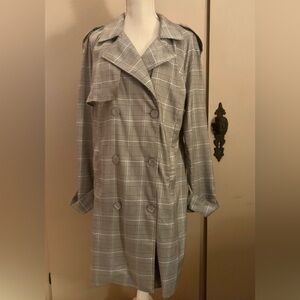 Forever 21 Gray Checkered Trench Coat